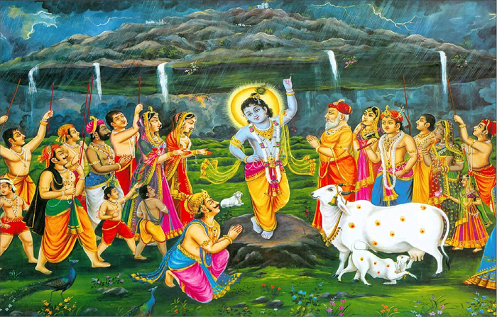 The Story of Shri Krishna lifting Govardhan Hill